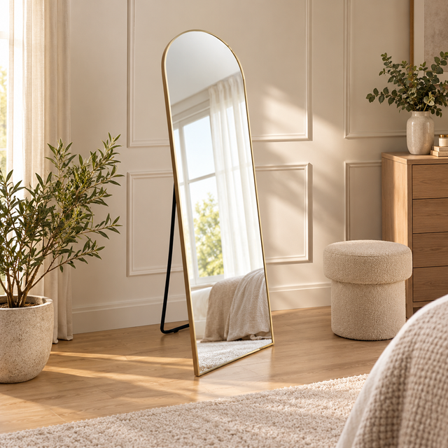 Nina small gold styled in a realistic interior - Dundalk Lighting