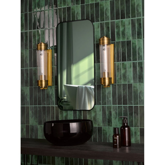 Tommaso Bathroom Wall Light Antique Bronze and Ribbed Glass IP44